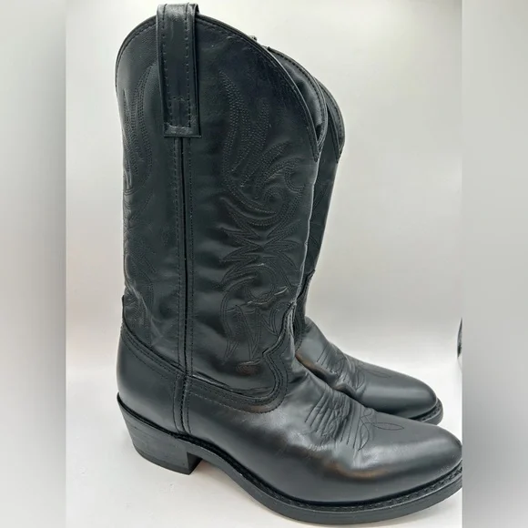 Laredo Boots 4240 Paris Lea Vamp Fox & Front Shaft Cowboy Black Leather Sz 9 - Picture 4 of 13